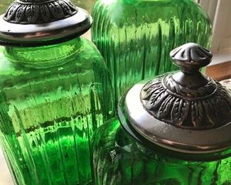 Glass & pewter canisters