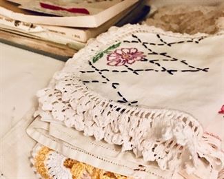 Antique & vintage linens, embroidered linens, runners, doilies