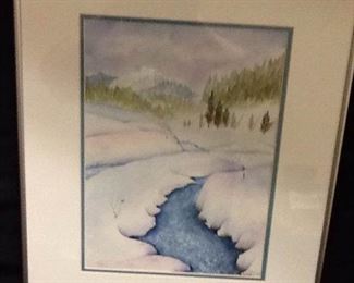 Cool Beauty in the Snow Framed Watercolor