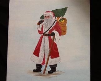 Vintage Santa Painting on Canvas