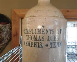 Rare Thomas Dies whiskey stoneware jug. no chips and good conditon