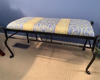 5. Wrought Iron Metal Bench with Upholstered Cushion (40" x 20" x 18")