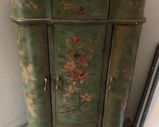 25. Handpainted Decorative Chest, 3 Doors and 2 Drawers (18" x 12" x 29")