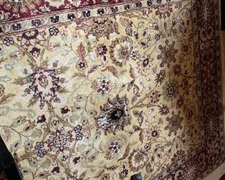 41. Oriental Styled Wool Rug in Beige and Burgundy Floral (6'2' x 9'4")