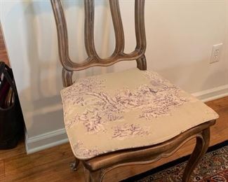 75. Set of 6 French Provincial Side Chairs w/ Toile Cushions (19" x 18" x 36")