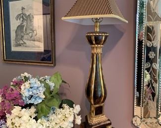 76. Pair of 39" Gold and Black Rubbed Lamps