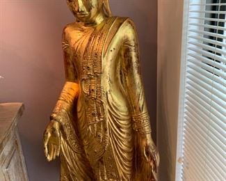 78. 55" Standing Gold Rubbed Buddha