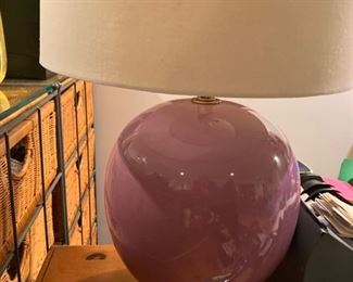 95. 27" Purple Ceramic Lamp w/ Glass Finial