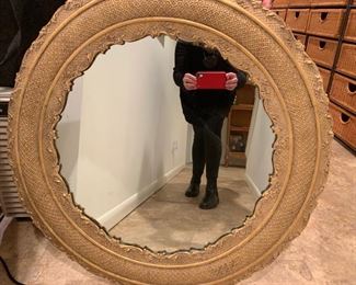 104. 36" Round Decorative Gesso Framed Mirror
