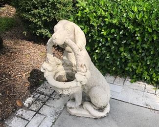 CEMENT DOG WITH BASKET 