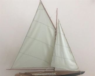 VINTAGE POND YACHT WITH STAND 
36” L x 44”H x 7” W 
