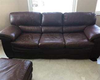 FAMILY ROOM LEATHER COUCH 96” L x 38” D x 36” H 