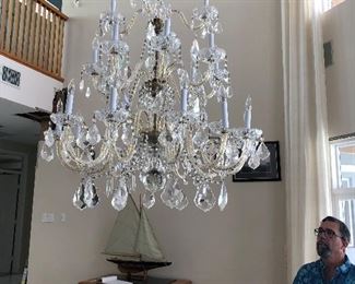 STUNNING OVERSIZED 3 LAYER CHANDELIER WITH OVER 200 CRYSTALS THE PHOTOS DO NOT DO IT JUSTICE  40W x 45H