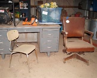 desk,  chairs, generator, edger, floral