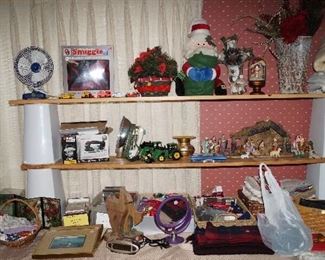 Christmas décor, craft items, John Deere toys
