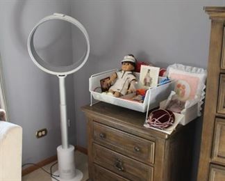 Dyson floor fan and Ashley nightstand