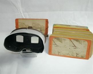 1903 ANTIQUE STEREOSCOPE WITH EARLY CARD PHOTOS