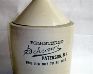 ANTIQUE SCHWARZ PATERSON NJ 1/2 GALLON LIQUOR STONEWARE POTTERY JUG