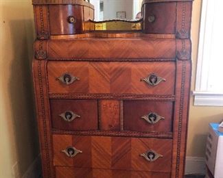 Beautiful Antique  Art Deco Walnut Waterfall Bedroom Set looks like a big busted matron from Downton Abbey