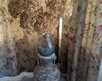 Large floor vase with dried flowers