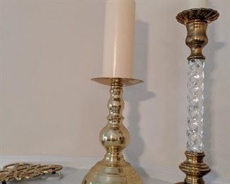 Brass 'n glass candlesticks