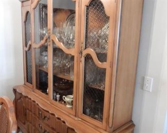 Country French breakfront china cabinet