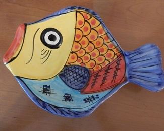 Decorative fish tray, signed