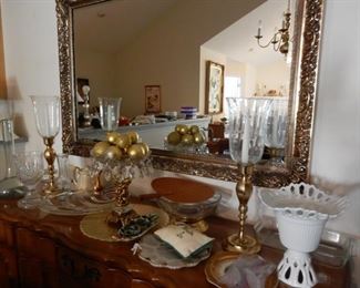 Assorted brass and glass decorative