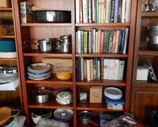 Bookcase, assorted housewares & decorative