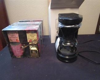 Gevalia Coffee Pot and 3 Tea / Cup Sets
