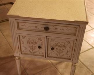 French Style Painted Wooden Nightstand: $100