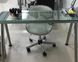 Glass & Chrome Desk: $100 + Swivel Chair: $40