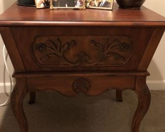 Carved Wooden Console (top opens for storage): $375