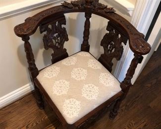 Antique Wooden Corner Chair: $300