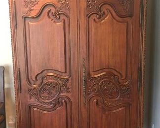 Antique Carved Wooden Armoire - $750