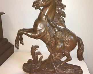 Bronze Statue of Horse with Groomsman by Guillaume Coustou 