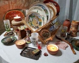 state plates, state glasses; kitschy souvenirs from EVERYWHERE!