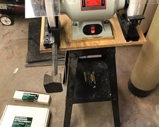 8" slow speed bench grinder, wolverine dressing attachment kit, skew grinding attachment and more. 