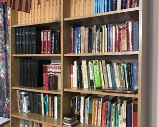 Several bookcases, light oak color, wood and wood products. They’ve held this book collection for decades and never failed—not even bowing!

Books are nearly all on themes of the Bible, Christian teaching and preaching, theology, church growth, personal Christian life and evangelism.