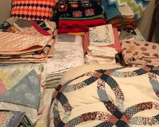 Vintage linens, quilts, bedspreads, afghans.