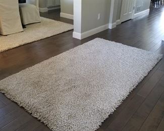 Crate & Barrel white shag area rug