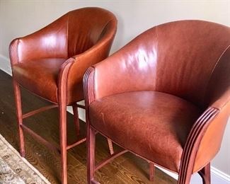  Pair of 30” tall leather barstools 