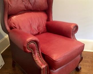  Red leather recliner chair 