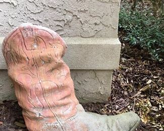 Large cement cowboy boot planter