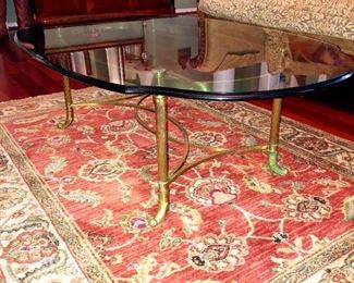 La Barge Polished Solid Brass cocktail table. 
50”w 32”d 17”h