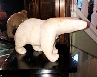 Canada Intuit carved marble polar bear by Paul Tataki