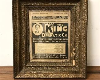 Antique Muskegon opera House Advertisement in Beautiful Antique Frame