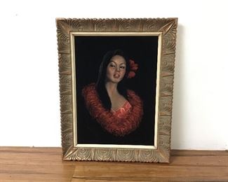 Lovely Hawaiian Lady Portrait Painted on Velvet!