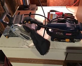 Belt Sanders. Chicago Electric 3x21" and a Ryobi 3x18".