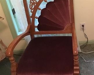 Victorian Upholstered Parlor Chair with Fancy carving